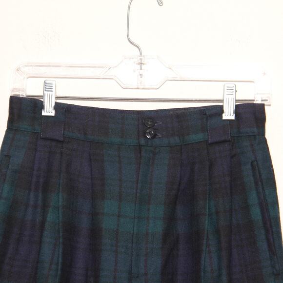Vintage High Rise Pleated Waist Plaid Wool Pants Size 8 Giorgio Sant' Angelo - Picture 3 of 6